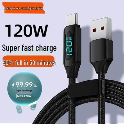 120W Dual-Typ-C-Schnellladekabel mit Digitalanzeige für Apple, Huawei Laptops