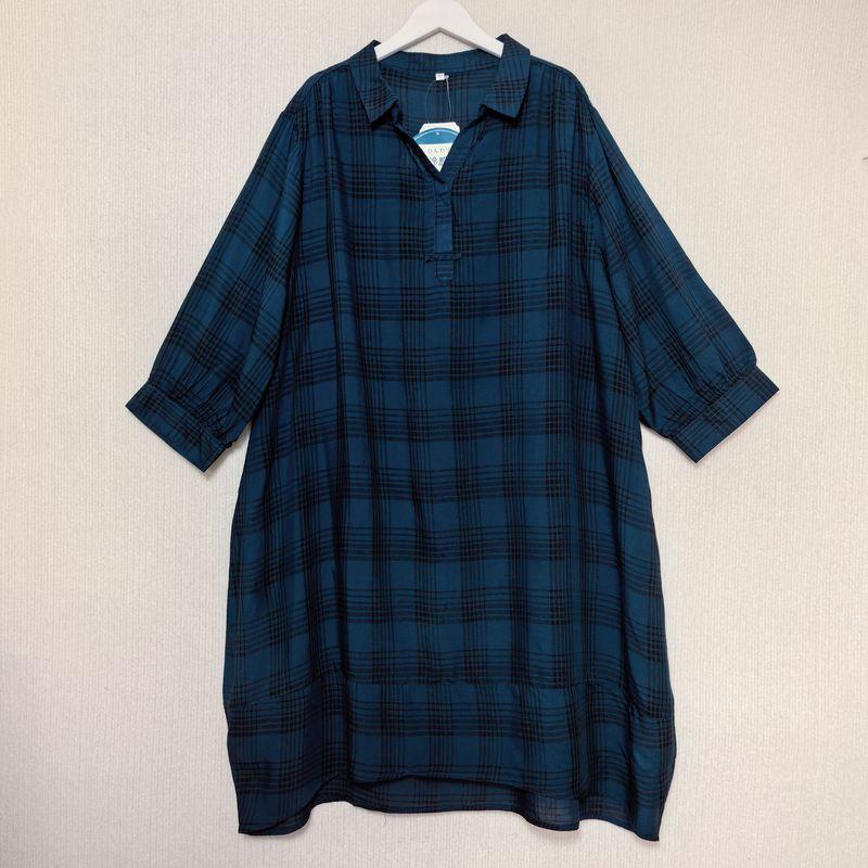 Foreign Trade Japan Order Customer Supply Fabric Rayon Printing V-neck Pullover 3/4 Sleeve Mid-Length Dress Plus size Summer