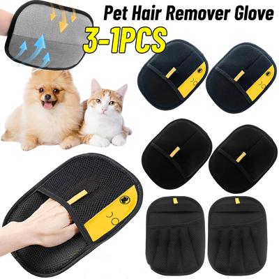 Pet Hair Removal Gloves Double-sided Cleaning Grooming Gloves Reusable Sofa Carpets Cat Dog Hair Mitts Deshedding Brush Gloves