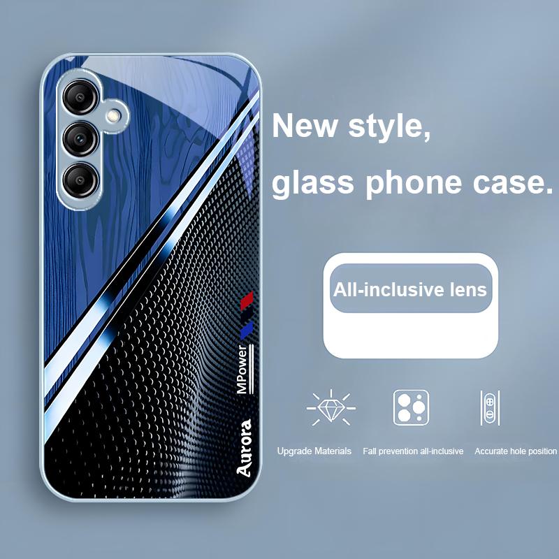 Glass Phone Case For Samsung Galaxy A01 A02 03 Core A04 14 4G 13 54 34 31 20 25 23 22 5G S21 Ultra S20 Gradient Wood Grain Green