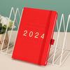 Faux Leather Cover 2024 Planner Notebook 12 Monthly Weekly Agenda Notebook with Elastic Closure Pen Loop Series