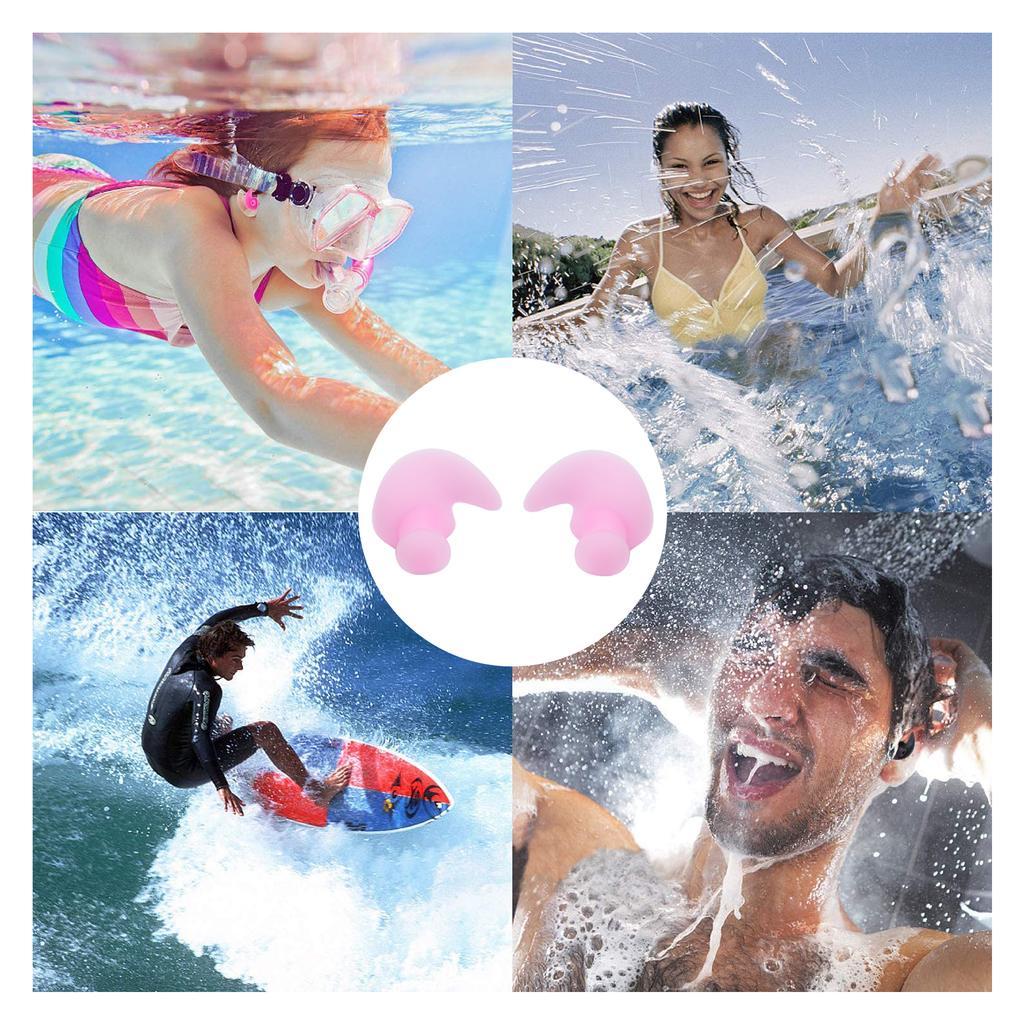 1 Pair Swimming Ear Plugs Soft Silica Gel Waterproof DustProof Water Sports Swim Earplugs(Pink in Bulk )