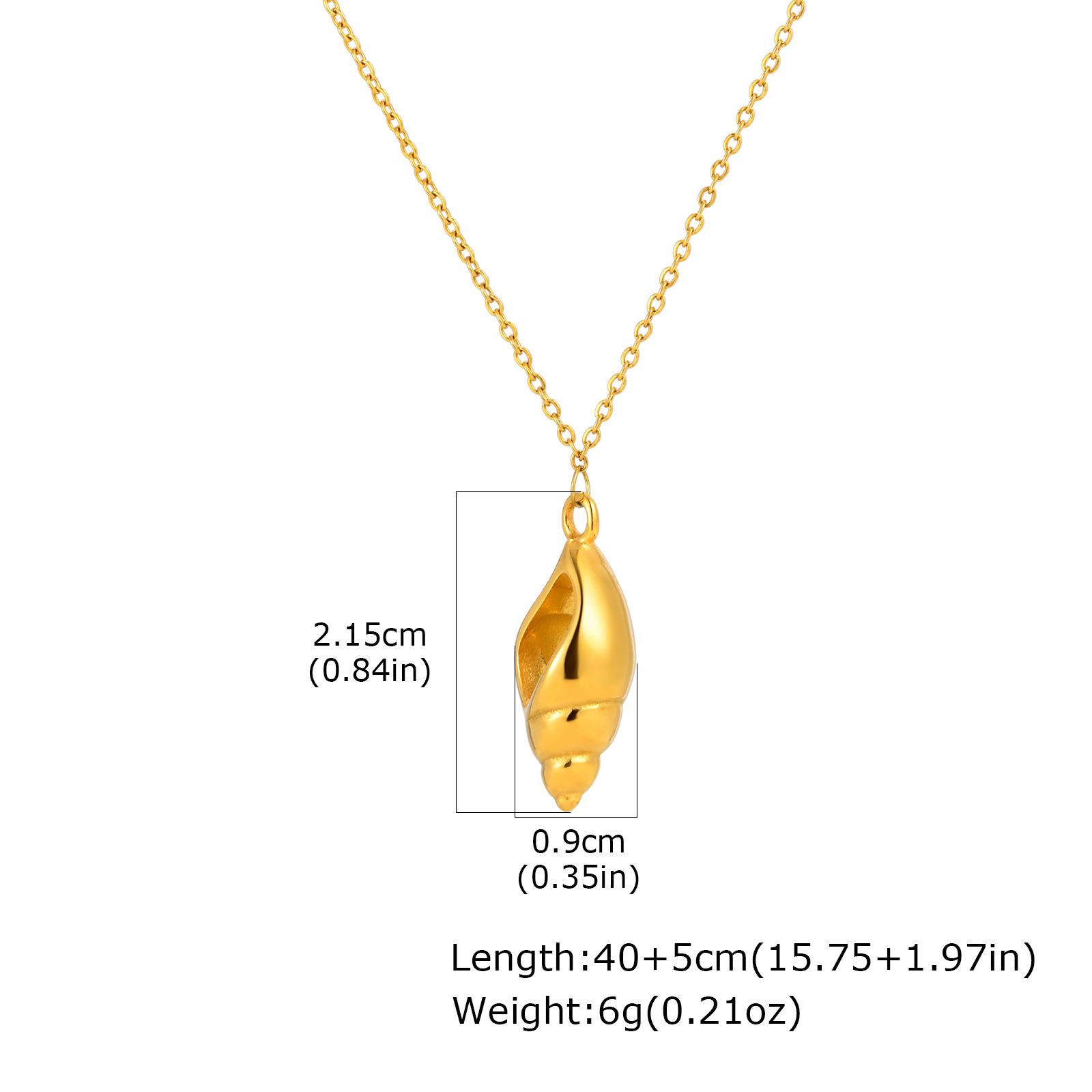 Ocean Wind Stainless Steel Flat Cross Chain Conch Gold Necklace 2302