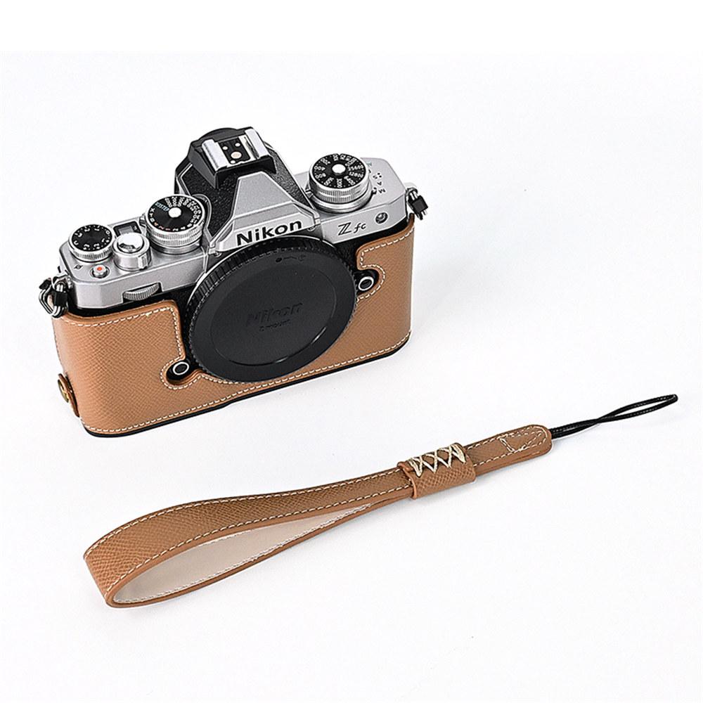 Palm Print PU Leather Camera Half Body Case For Nikon Zfc ZFC Battery Opening Bottom Cover With Hand Strap