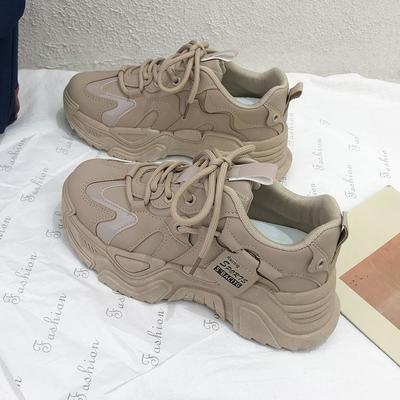 Scarpe Dad con Zeppa Donna Primavera e Autunno Nuove All-Match Pelle Bianca Leggere Antiscivolo Sneakers Sportive Trendy
