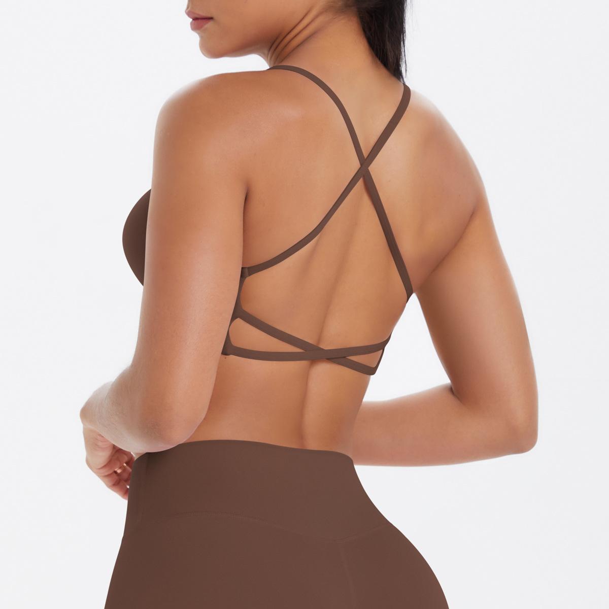 European and American straps cross back yoga sports underwear big halter breathable fitness bra yoga clothes women S