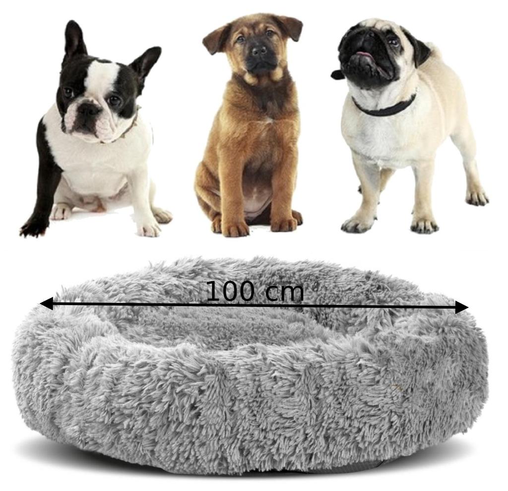Dog Cat Bed SHAGGY Light Gray Long Hair VARIOUS SIZES