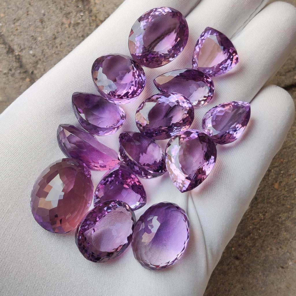 Natural Loose Amethyst Cut Stone Lot, Amethyst Faceted Gemstone Lot, 10 To 20 Carat Average Size Amethyst Mix Shape Lot.