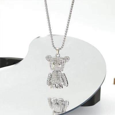 Stern mit gleichem Diamantenpapier-Taschenbär-Halskette Trendy Persönlichkeit Hip Hop Herren- und Damen-Lange Pulloverkette Herbst- und Winteraccessoires