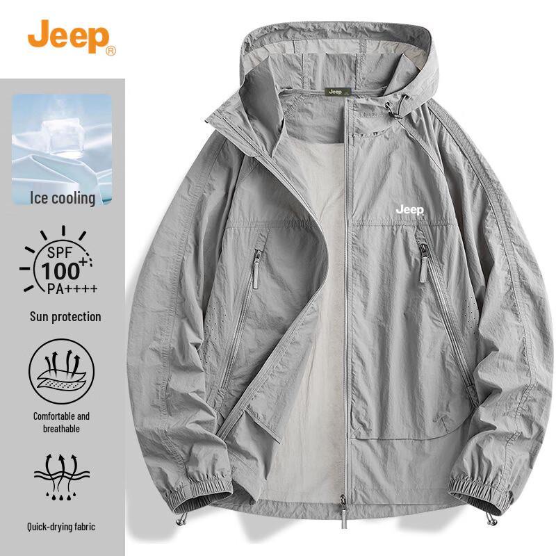 JEEP Men s UPF100+ Ice Silk Sun Protection Hoodie Jacket 2XL