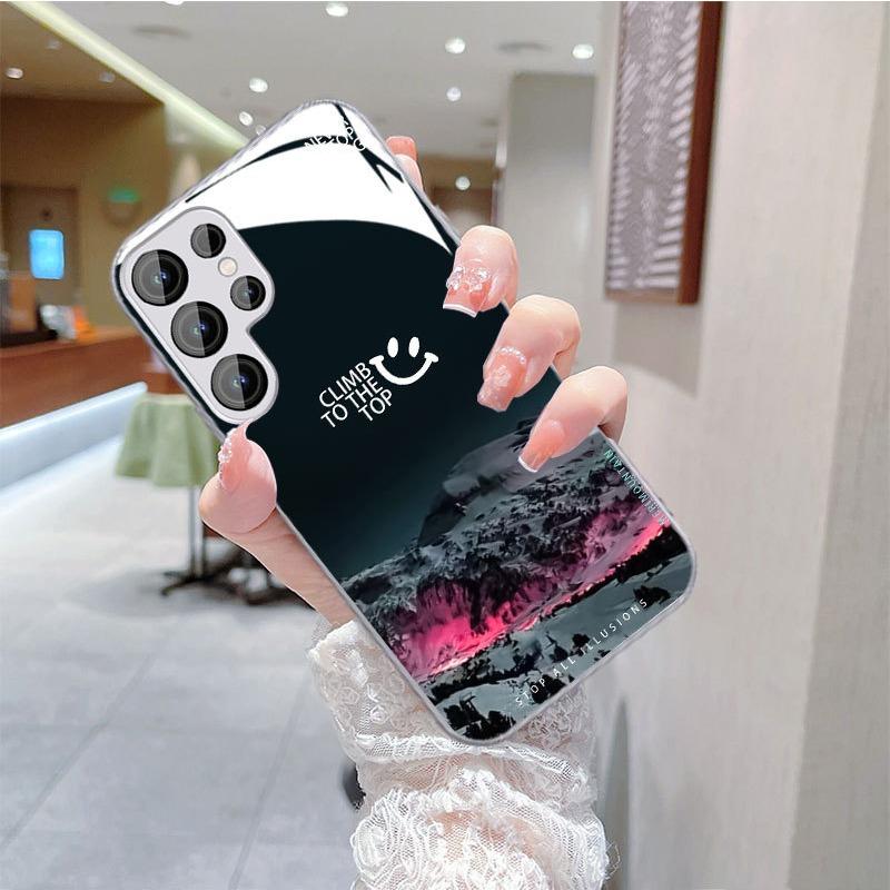 Snow Mountain Is Suitable for Samsung S24ULTRA Mobile Phone Case S23 Glass Mirror S22 Trendy Brand A52A54 Boys New A14