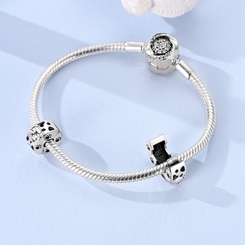 Original Copper Clip Charm Inlaid Zircon Cat Butterfly Charm Silicone Spacer Beads For Women Bracelet Diy Jewelry