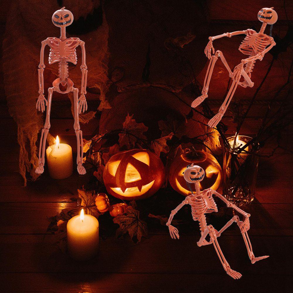 Funny Halloween Pumpkin Skeleton Lifelike Halloween Movable Skeleton Human Skeleton  Bar Home Decor