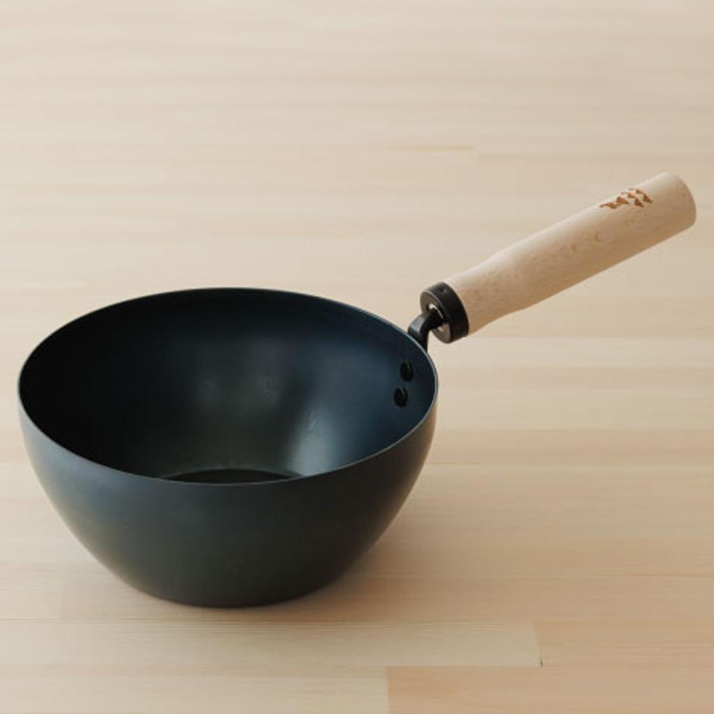 Kamoshika Doguten Frying Pan 20cm Deep Type IH Direct Heat Compatible Made in Japan Black OR-60-3420