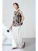 Summer 100% Mulberry Silk Printed Sleeveless Top - Chinese Style Loose Fit Versatile Blouse (Model 1561)