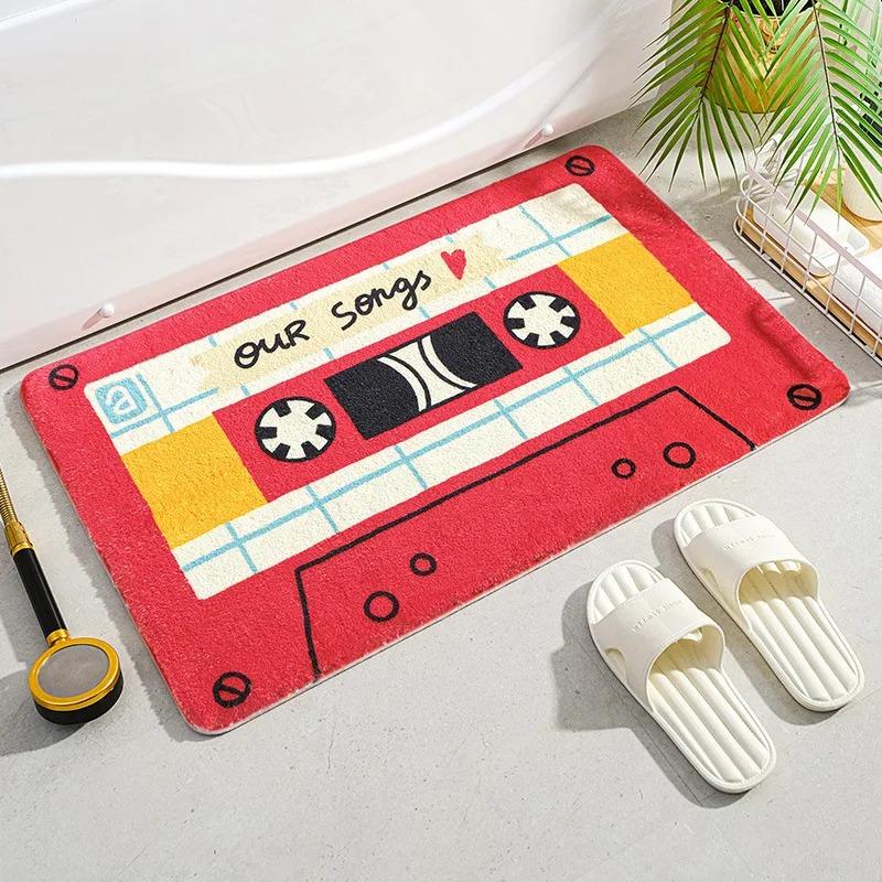 Cassette Soft Bath Mat Super Absorbent Washroom Entrance Carpet Bathroom Floor Decor Non Slip Easy To Clean Welcome Doormat Rug