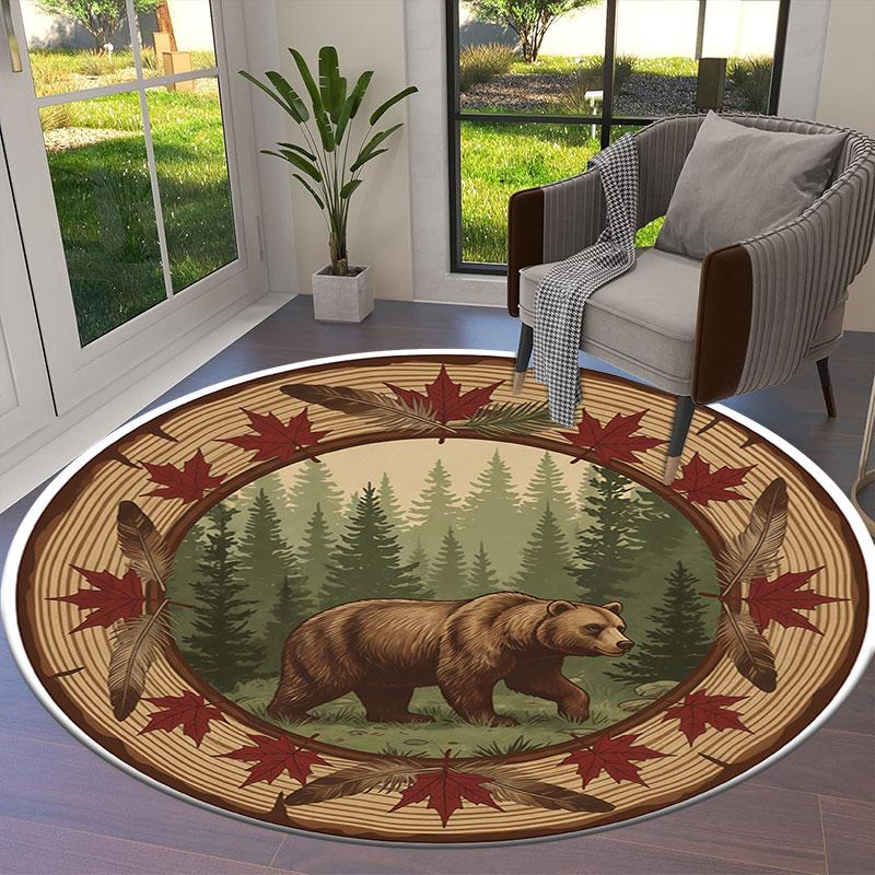 Stumpanimals Round Area Rug,Carpet Rug for Living Room Bedroom Sofa Playroom Decor,Non slip Floor Mat