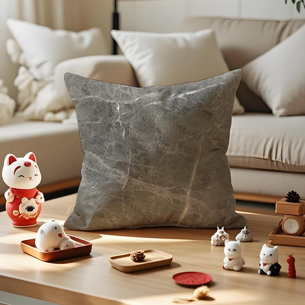 Marble Texture Cushion Cover Anti-dustmite Pillowcase Invisible Zipper Silky Short Plush Sofa Cushion Cover