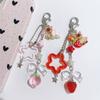 Acrylic Fruit Keychain 3D Peach/Strawberry Decoration Lightweight Keyring Stylish Backpack Accessory For Teens