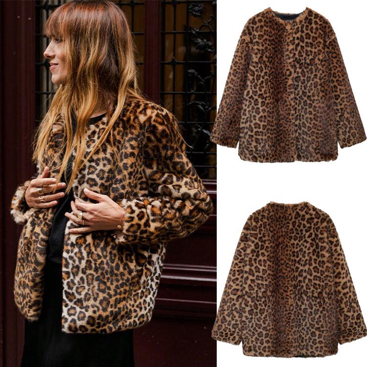 Women's clothing European and American style artificial fur, winter animal pattern artificial fur coat, light luxury