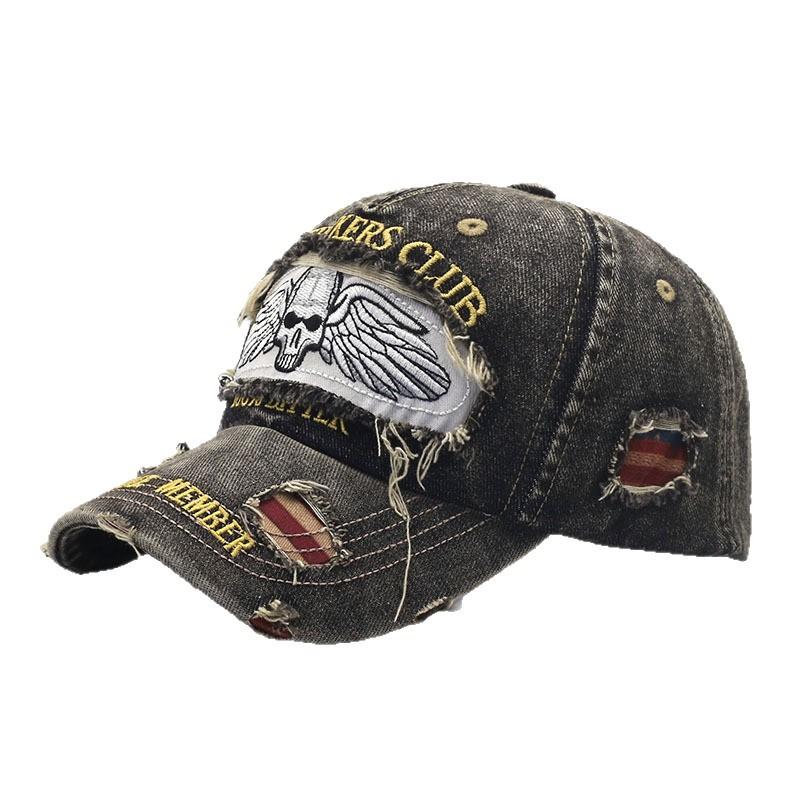 Berretto con visiera in cotone lavato effetto invecchiato, stampato e ricamato, per il 250° Anniversario, berretto da baseball strappato, cappello parasole per uso quotidiano