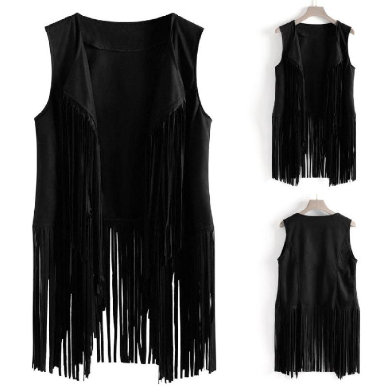 Summer new fashion thin fringed vest women s European station thin slim sleeveless vest S