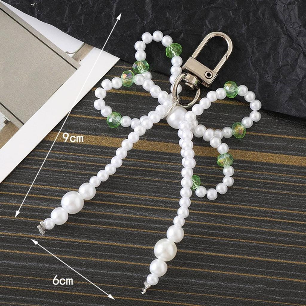 Elegant Bowknot Keychain Pendant Bag Decoration Bag Accessory Bead Bag Pendant Key Ornament Perfect for Daily Party Use