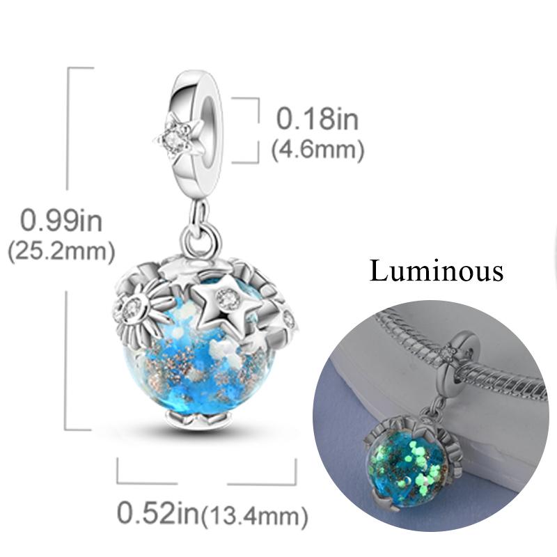 New Copper Charm Bead Charms Fireflies Stars Glowing Luminous Charm Bead Charms for Authentic Pendant Bracelets Do It Yourself Jewellery Gift