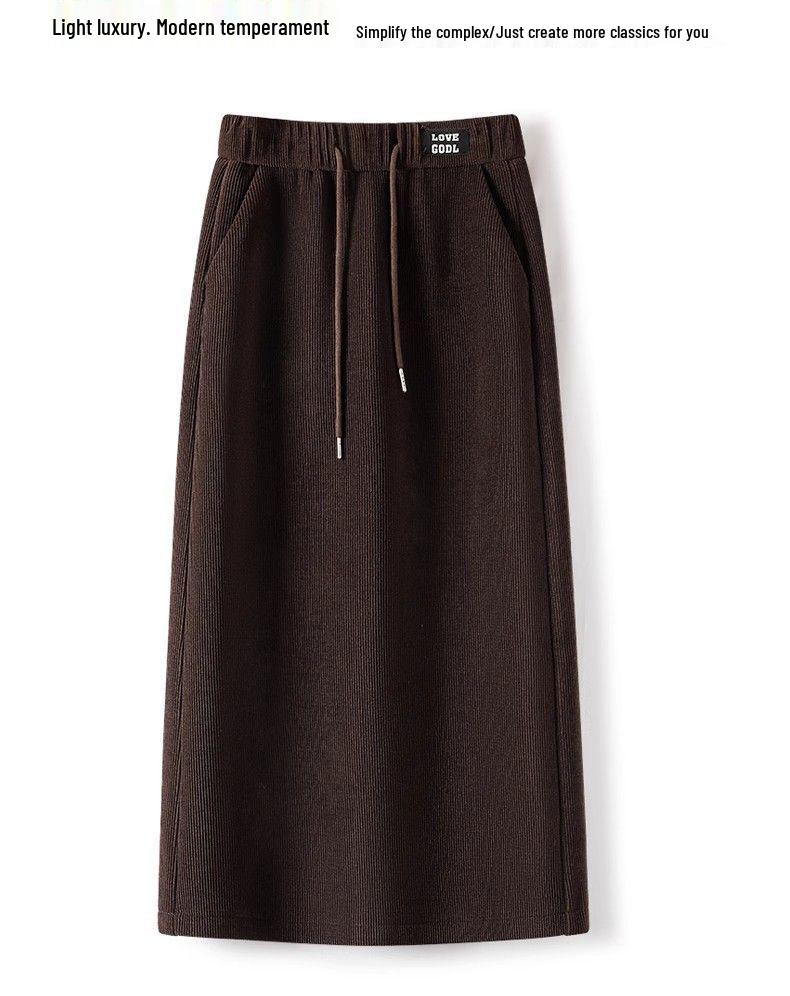 Gonna a pieghe A-line elastica con velluto interno, Autunno/Inverno 2025