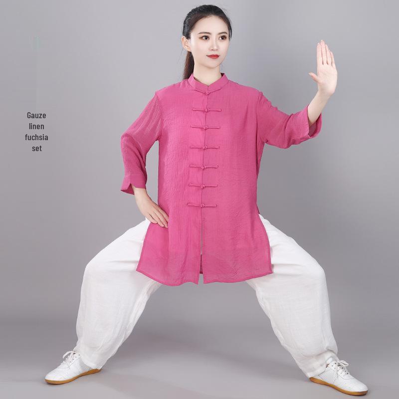 Women's Summer Linen Tai Chi Suit - Chinese Style Martial Arts Practice Uniform