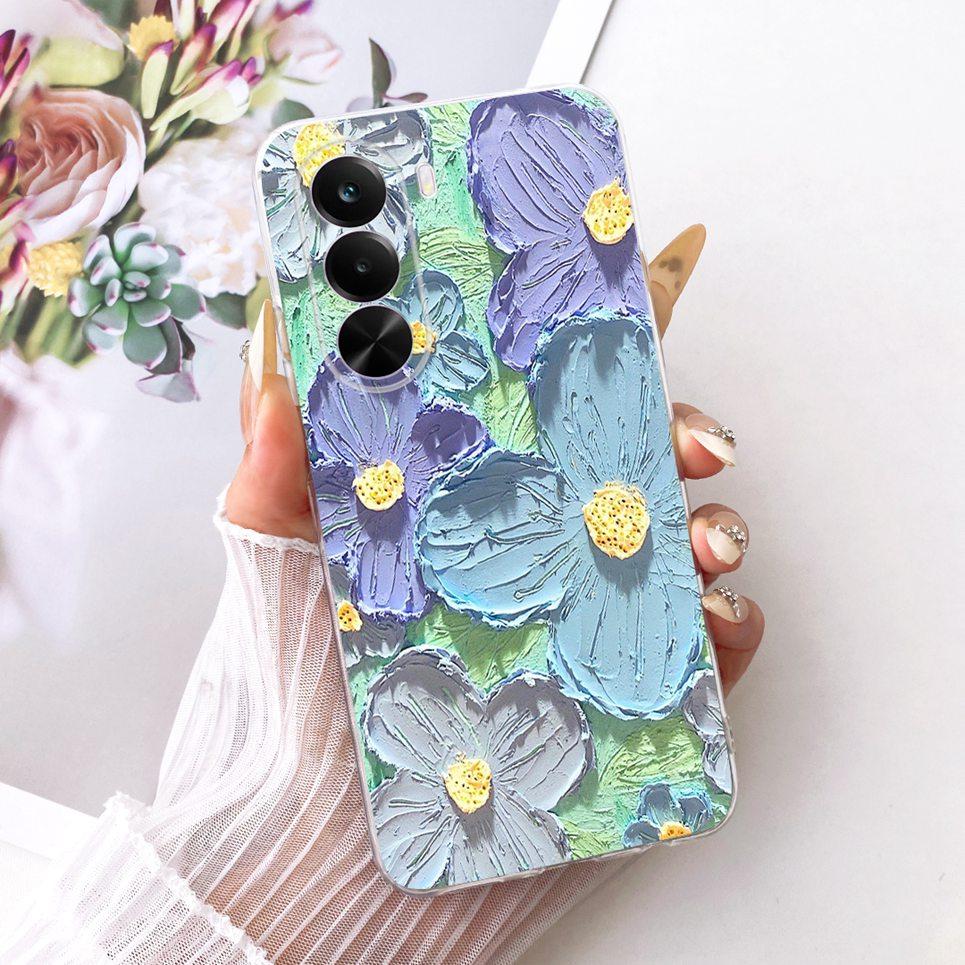 New Fashion Luxury Flower Butterfly Girly Painting Phone Case For Realme P4X RMX5108 Casing Soft Silicone Clear Back Cover