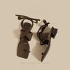 Beautiful Brown Toe Cross Strap Thick Heel Sandals Women's 2025 Summer New Wear High Heel Beach Roman Shoes
