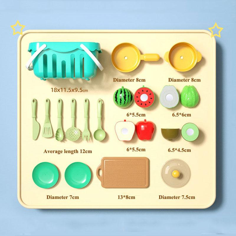 Cutting Play Food Toy for Kids Kitchen Pretend Fruit &Vegetables Accessories Educational Toy Food Kit for Toddler Children Gift