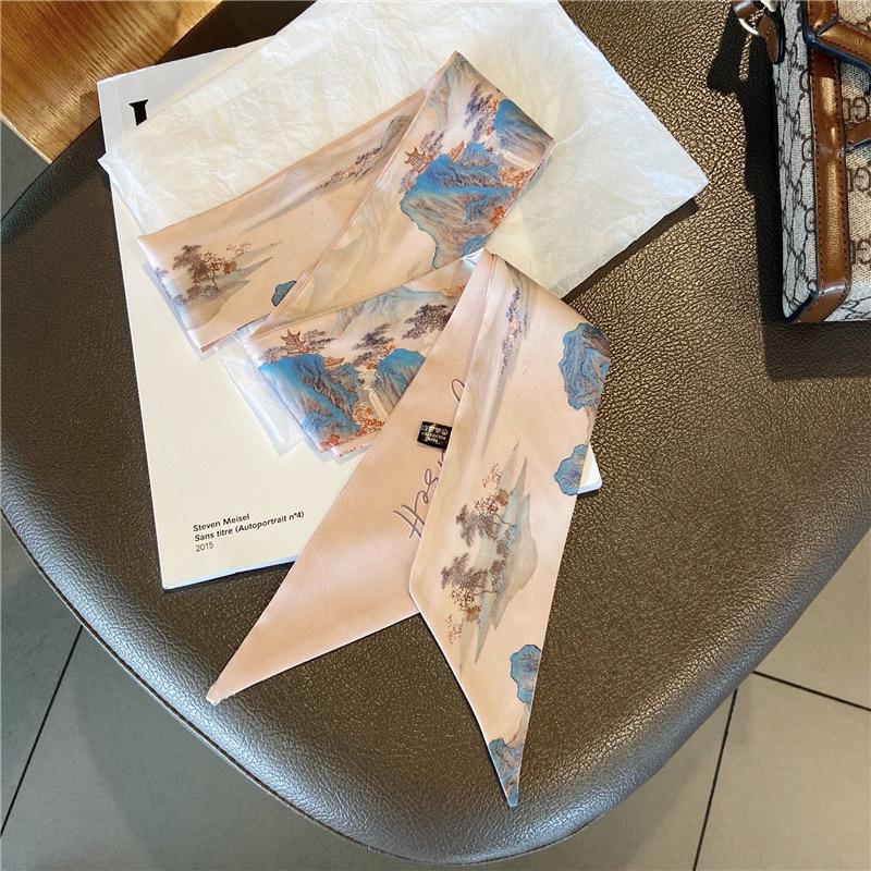 Silk Scarf Headband French Braided Hair Ribbon Versatile Ponytail Streamer Headgear Bag Decoration