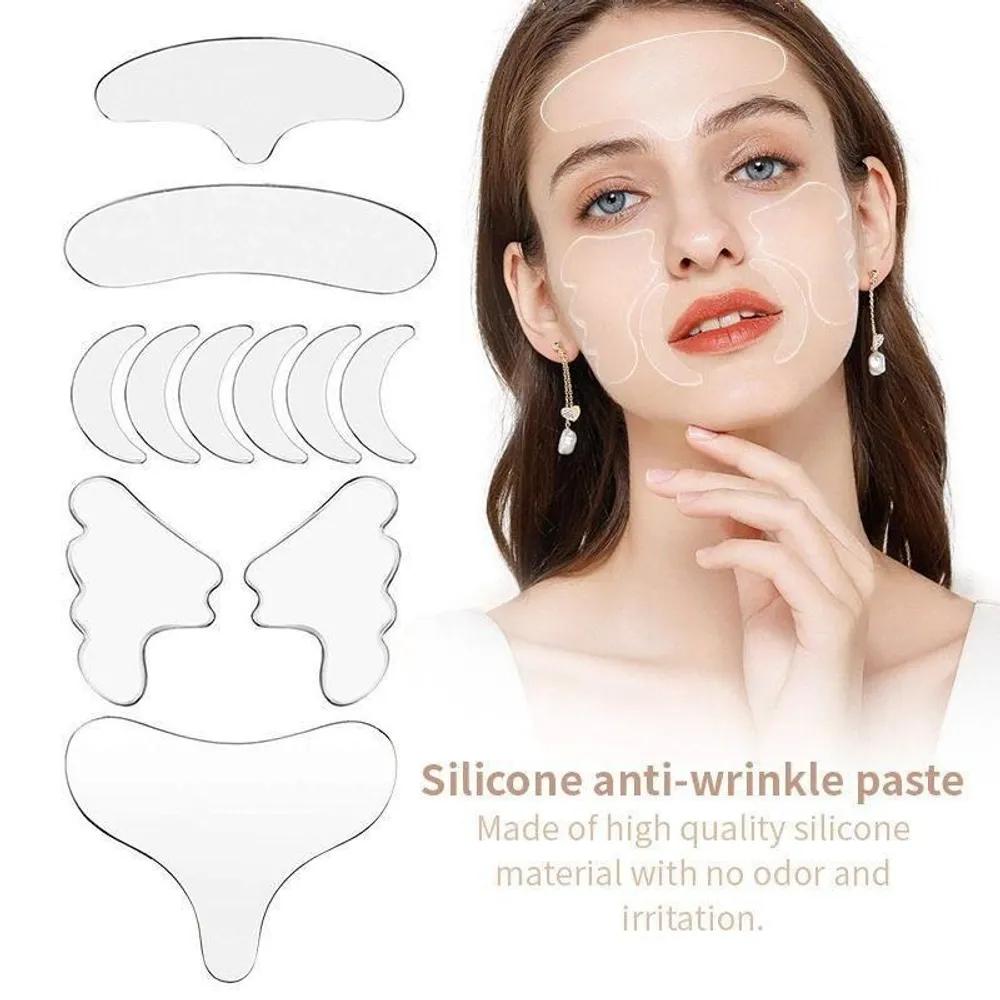 

J.Benny-2226 Wrinkle Smoothing & Anti-Wrinkle Silicone Patch Face Neck Chest 11-Piece Package Reusable Beauty Nasolabial Fold Stickers 2-Set