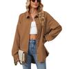 Spring and Autumn Women's Solid Colour Lapel Button Long Sleeve Loose Shirt Jacket