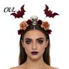 Festive Hair Decorations for Costumes Halloween Flower Skeleton Bat Headband, Gothic Floral Skull Bands, Spooky Fashionable Clips Accessory,