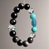 Silver Obsidian & Aquamarine Crystal Unisex Qi Focus Bestseller