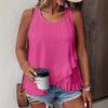 Women's Eyelet Embroidery Asymmetrical Ruffle Hem Tank Top Casual Sleeveless Blouse