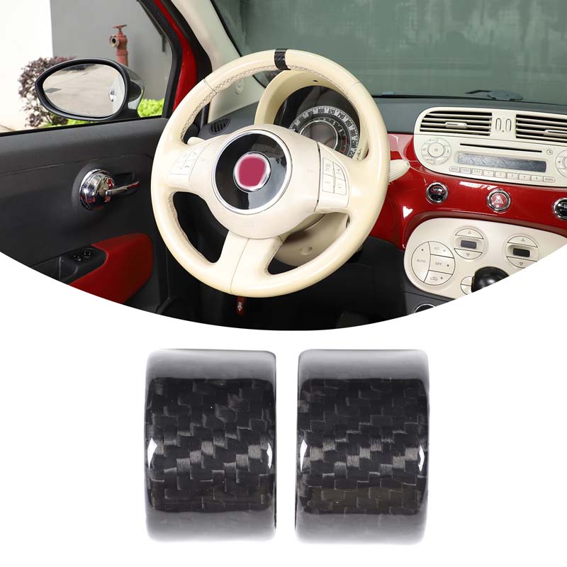 

For Fiat 500 2007-2026 For Abarth 595 695 2017-2026 Real Carbon Fiber Car Steering Wheel Ring Trim Sticker Accessories
