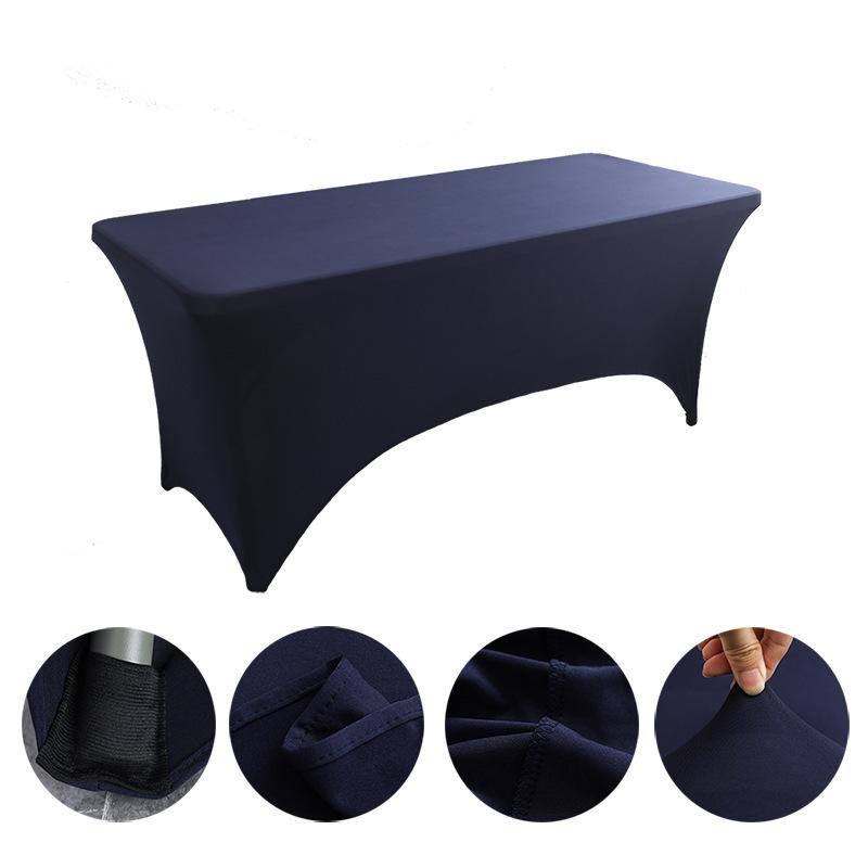 High-End Hotel Restaurant Wedding Exhibition Bar Cover Solid Color Thickened Square Tablecloth Elastic Table Cover