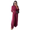 2025 Women's Zipper Long Sleeve Sports Casual Pants with Belt - Wide Leg Set