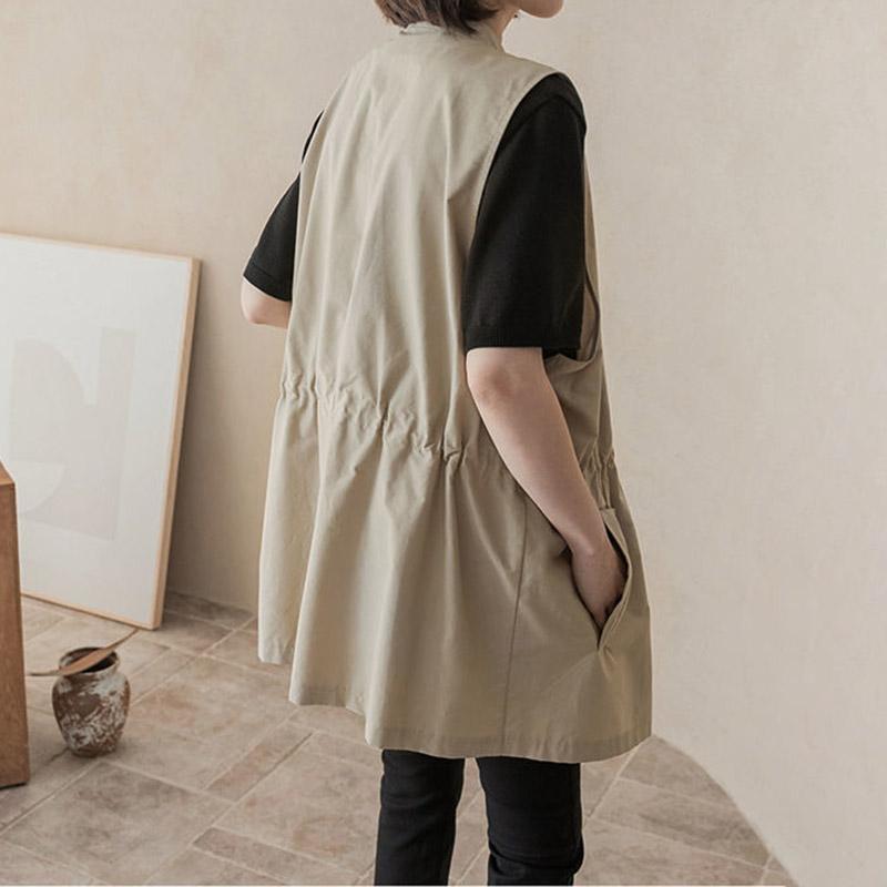 Vest for Women Autumn Loose Double Layer Sleeveless Tops Windbreaker Oversize Casual V-neck Vest