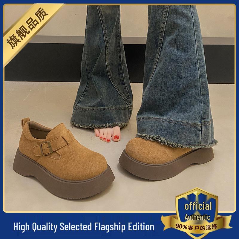 Yang Mi Style Women's Platform Loafers: 2025 Autumn Slip-On, Versatile Birkenstock-Inspired Shoes, Size 34