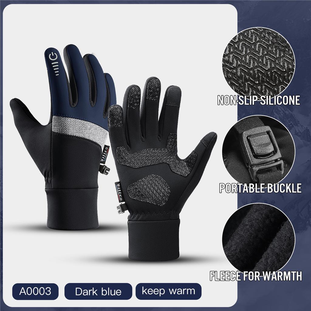 Vilico Cycling Fitness Gloves With Fleece For Spring Autumn Winter Cold Resistance  Touch Screen Gloves Reflective Strip Design