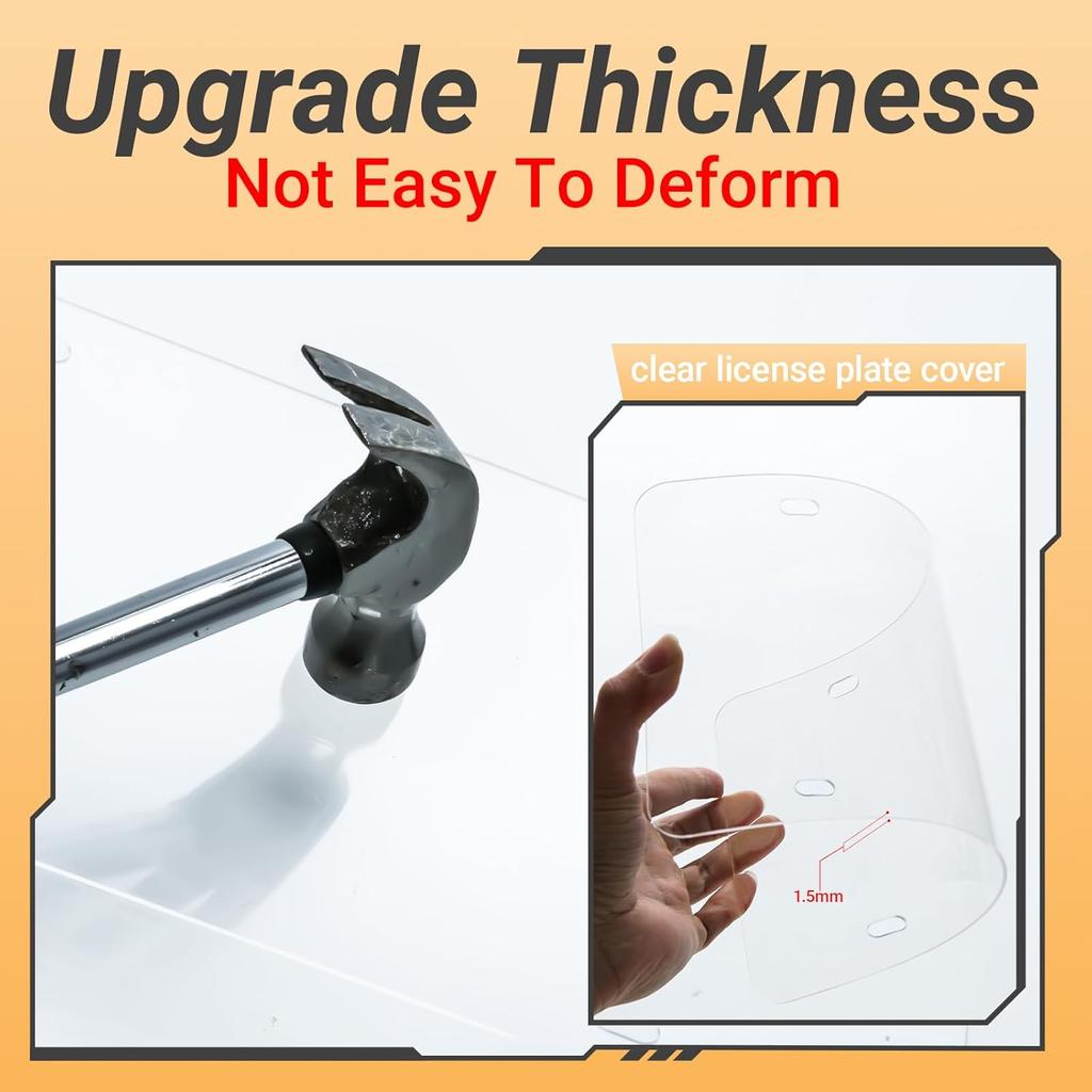 License Plate Covers, 2 Pack Clear Flat License Plate Cover, Unbreakable Novelty Front Rear Car Tag Frame Protector with Anti-Theft Screws, Chrome