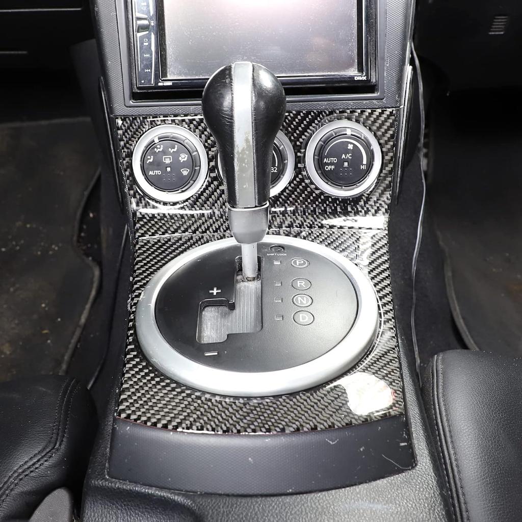 Daeiclru Soft Carbon Fiber Central Control Gear Shift Panel Trim Compatible with Nissan 350z 2003-2006, Gear Shift Panel Decoration Cover Sticker,