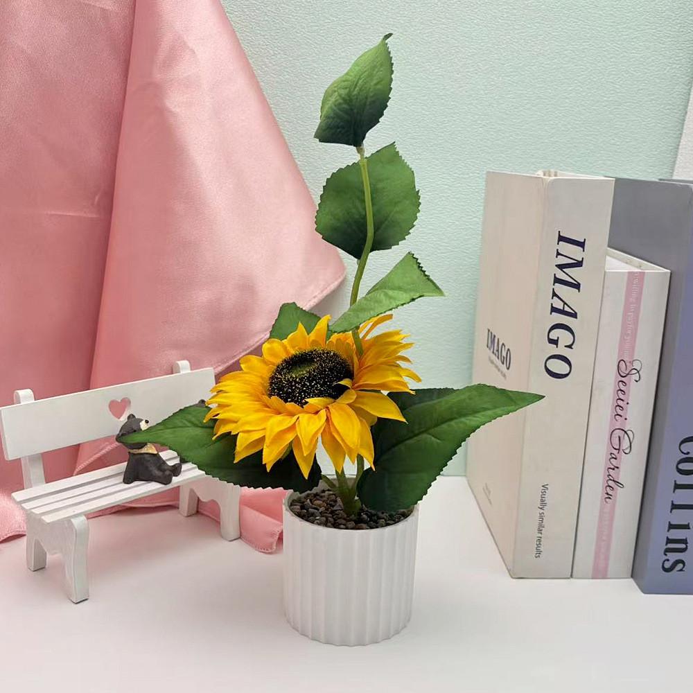 Green Simulated Sunflower Plant Bonsai For Indoor And Decoration Outdoor