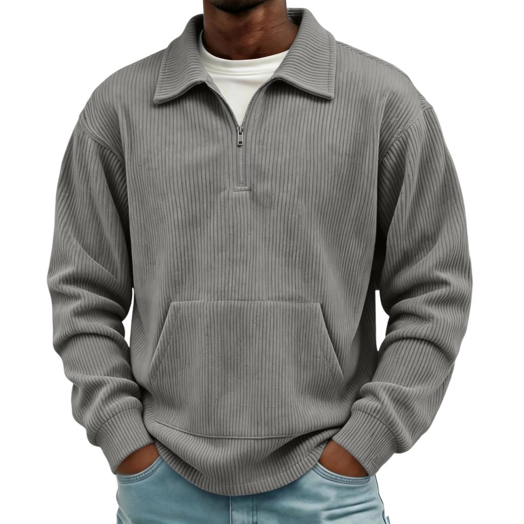Men's Retro Corduroy Long Sleeve Collared Casual Shirt