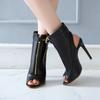 Summer Sandals Zipper Ankle Boots For Women 11cm Stiletto High Heels Shoes Peep Toe Zipper Ladies Big Size 34-50 F1505